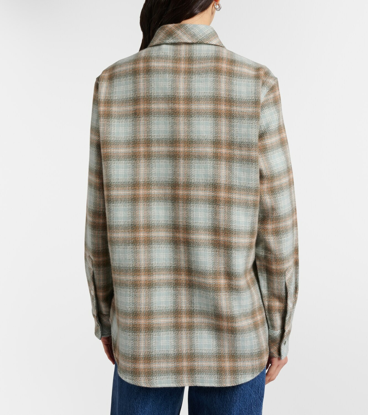 God's True Cashmere Joy Tartan cashmere shirt with emerald