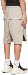 Rick Owens Beige Champion Edition French Terry Beveled Pods Shorts