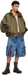 Hed Mayner Blue Zip Vent Denim Cargo Shorts