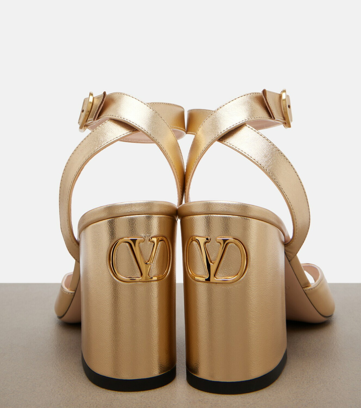 Valentino Garavani Fawcette metallic leather sandals