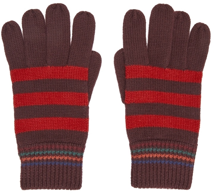 Photo: Paul Smith Burgundy Striped Gloves
