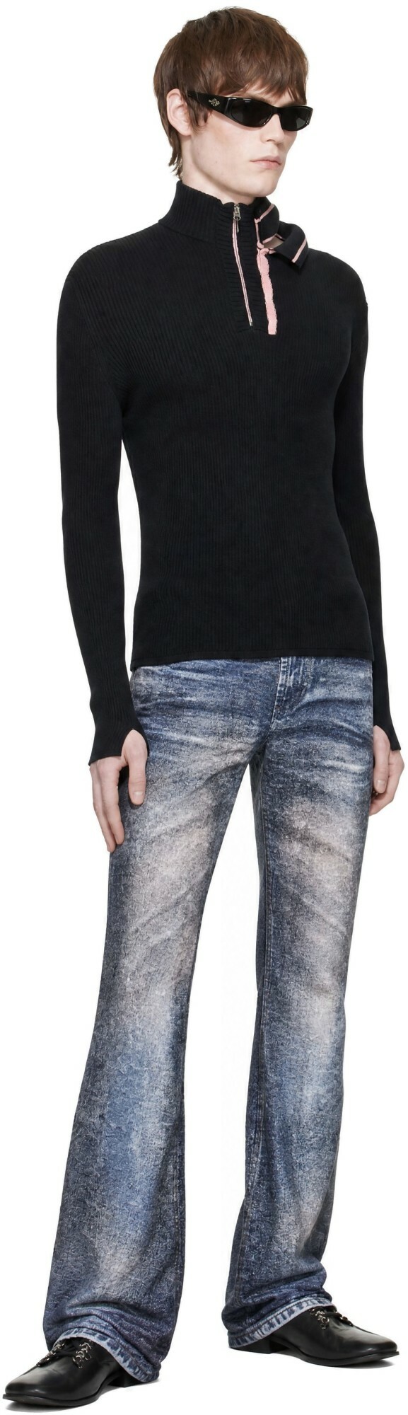 Y/Project Black Double Collar Sweater