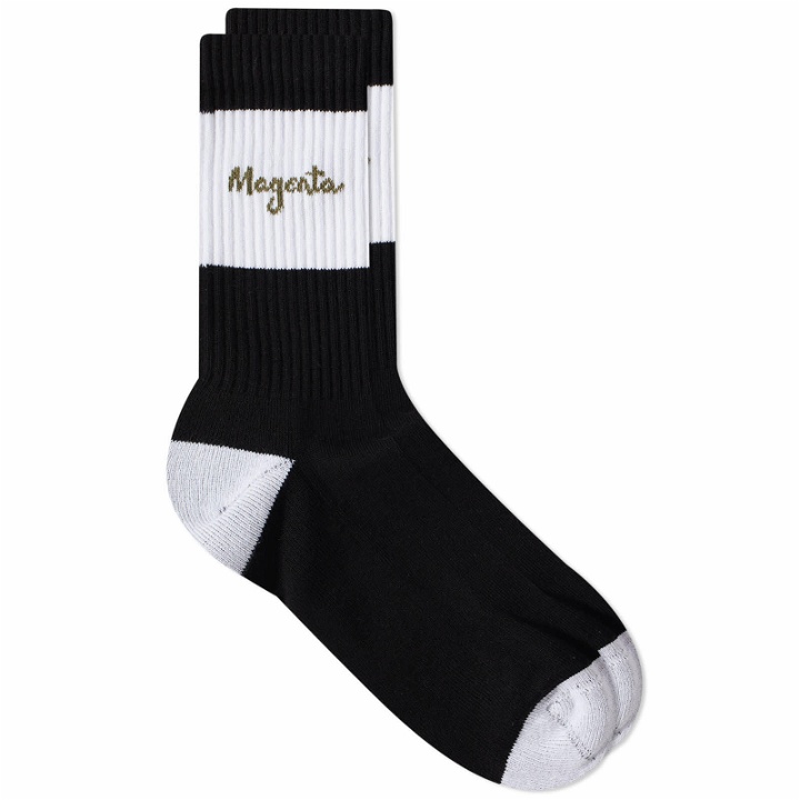 Photo: Magenta Men's Brush Logo Socks in Black