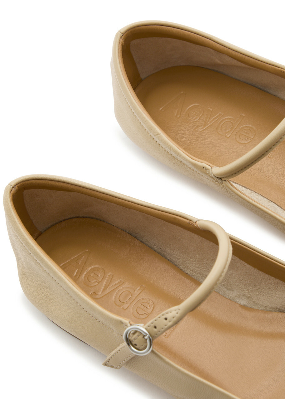 Aeyde Uma Leather Ballet Flats Beige Aeyde