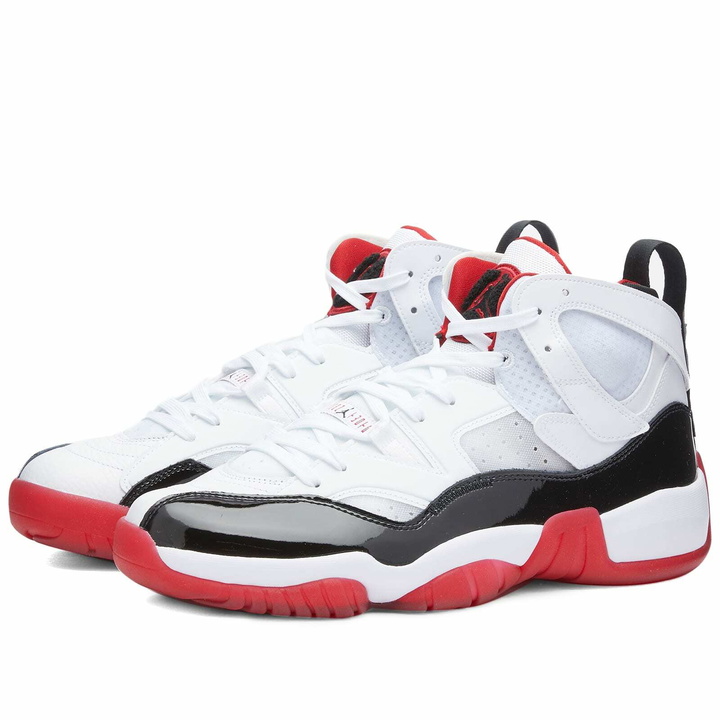 Photo: Air Jordan Men's Jumpman Two Trey Sneakers in White/Black/Red