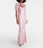 Alessandra Rich Tie-neck silk satin gown