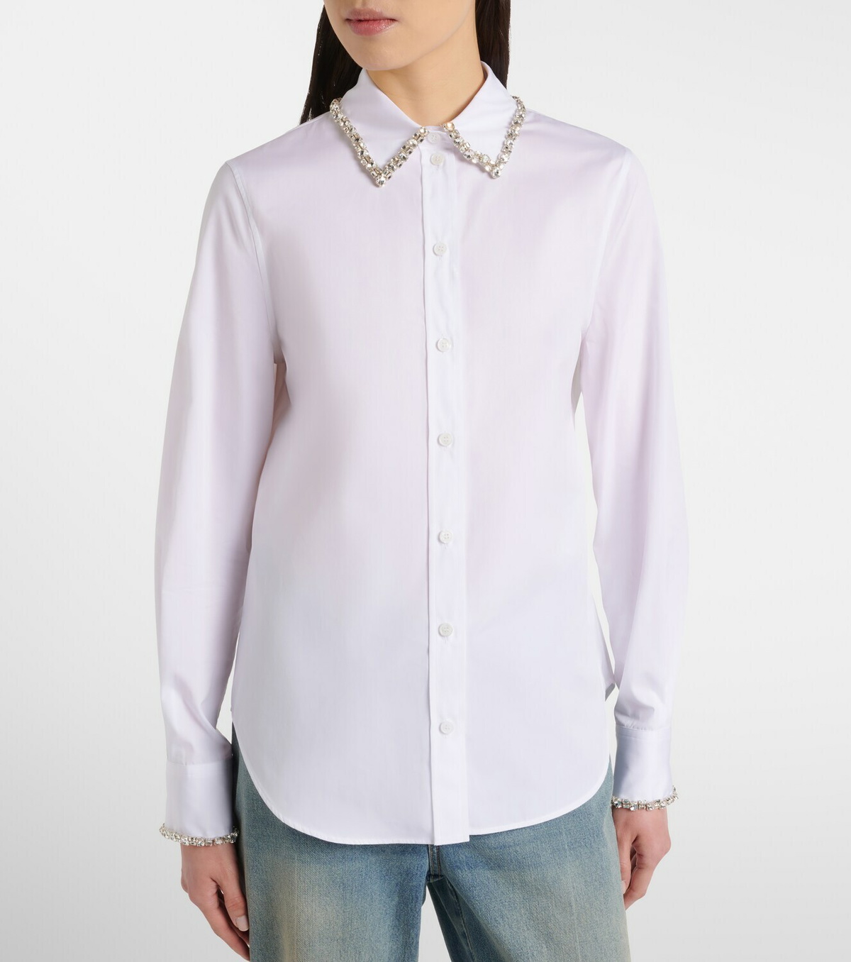 McQueen Embellished cotton poplin shirt