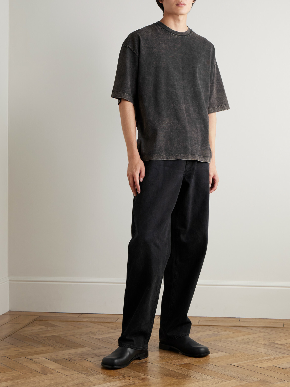 AGOLDE - Portman Oversized Cotton-Jersey T-Shirt - Black