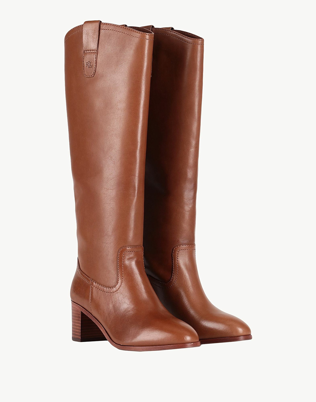 Lauren Ralph Lauren Carla Burnished Leather Ridingtk! Boot Womens Boot Tan