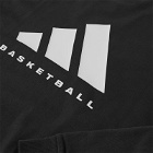Adidas Basketball Long Sleeve Back Logo T-Shirt in Black/Talc
