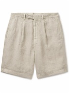 Boglioli - Straight-Leg Pleated Linen Shorts - Neutrals