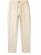 Altea - Fatigue Tapered Garment-Dyed Stretch-Cotton Corduroy Drawstring Trousers - Neutrals