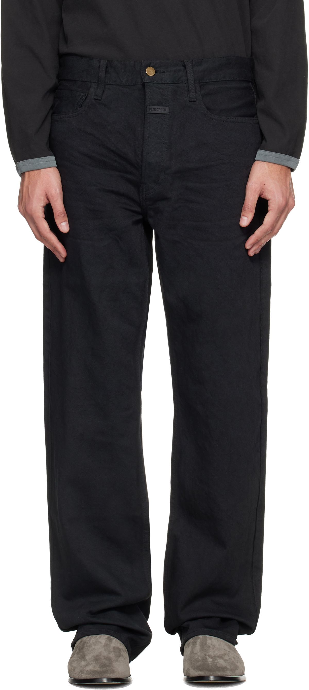 RRR123 - Penta Gothic Straight-Leg Printed Jeans - Black RRR123