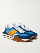 TOM FORD - James Rubber-Trimmed Leather, Suede and Nylon Sneakers - Blue