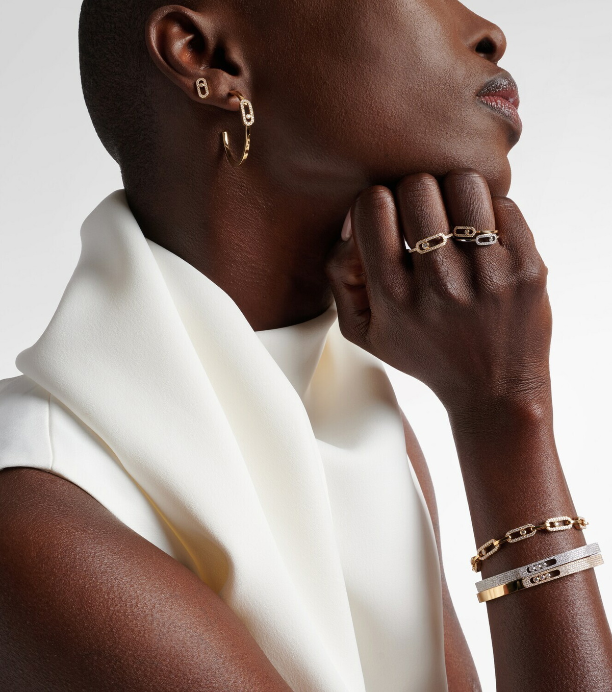 Messika Move Uno 18kt gold hoop earrings with diamonds