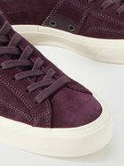 TOM FORD - Cambridge Leather-Trimmed Suede Sneakers - Burgundy