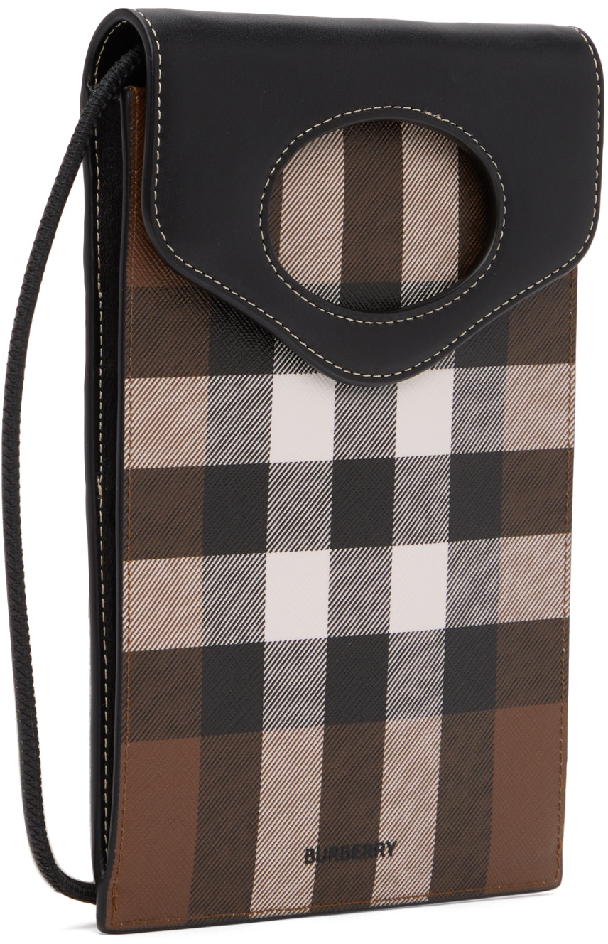 Check and Leather Card Case in Dark Birch Brown - Men | Burberry® Official
