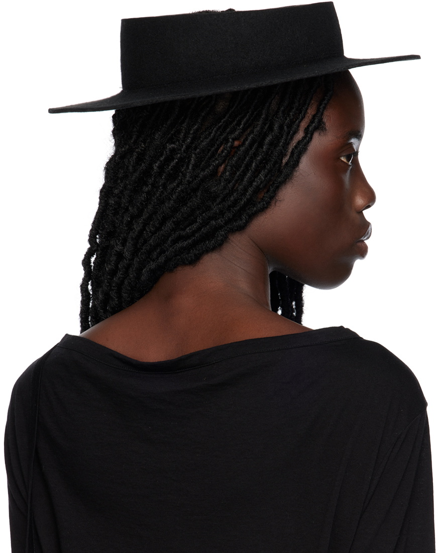 Yohji Yamamoto Black Open Panama Hat