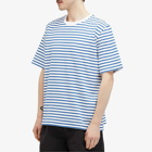 Monitaly Men's Japanese Cotton Stripe T-Shirt in Off White/Blue