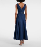 Erdem Printed floral denim midi dress