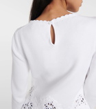 Oscar de la Renta Lace-trimmed cotton sweater