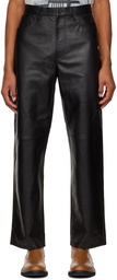 Dries Van Noten Black Five-Pocket Leather Pants