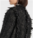 Sacai Fringed wool-blend tweed jacket