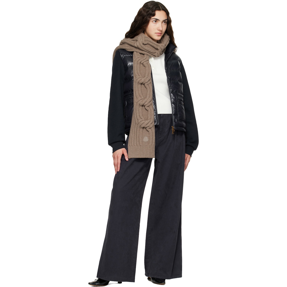 Moncler Beige Wool-Cashmere Blend Scarf
