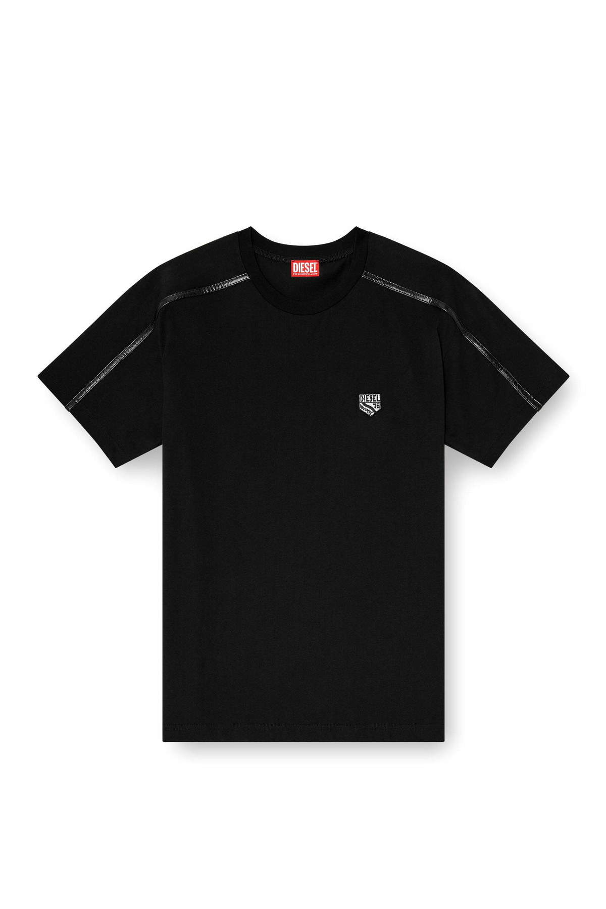 Diesel T-shirt with contrast trims and logo patch - T-Shirts Mens in Black