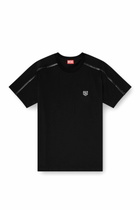 Diesel T-shirt with contrast trims and logo patch - T-Shirts Mens in Black