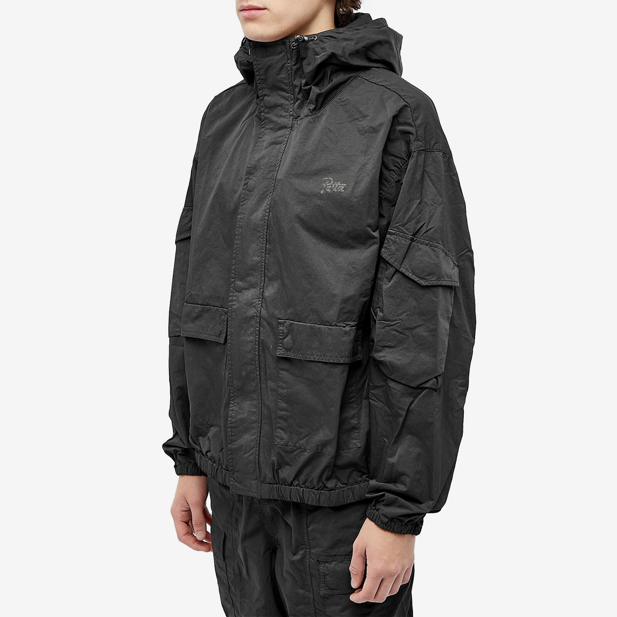 Patta Men's Garment Dye Nylon Jacket in Pirate Black Patta