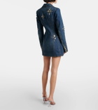 Area Crystal-embellished denim blazer dress