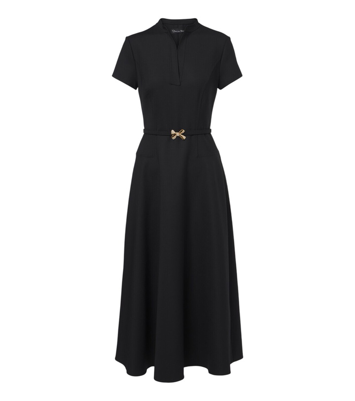 Photo: Oscar de la Renta Belted embellished wool-blend midi dress