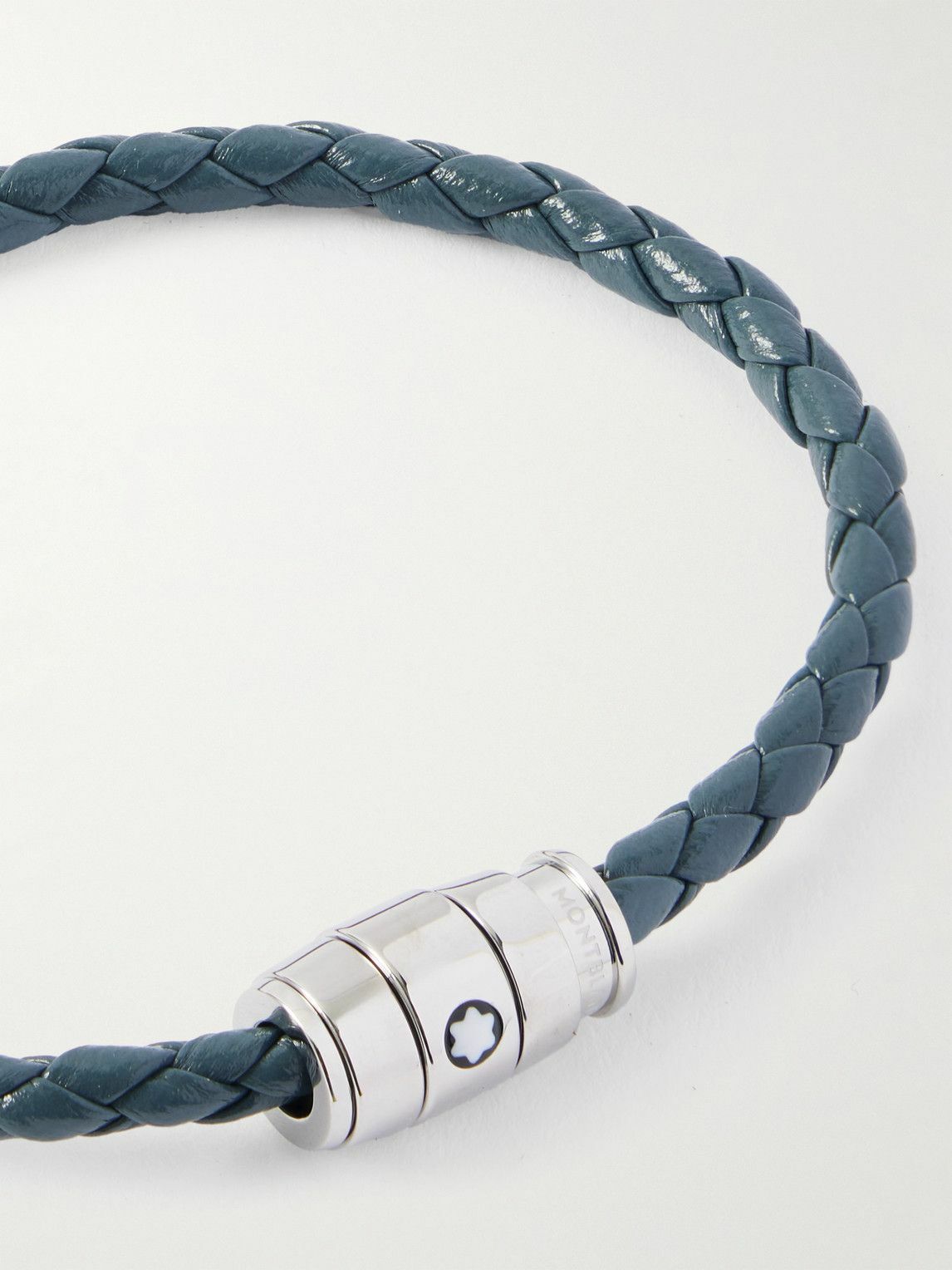 Montblanc - Meisterstück 3-Ring Stainless Steel and Woven Leather Bracelet
