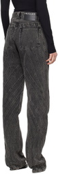 Mugler Black Washed Spiral Baggy Jeans