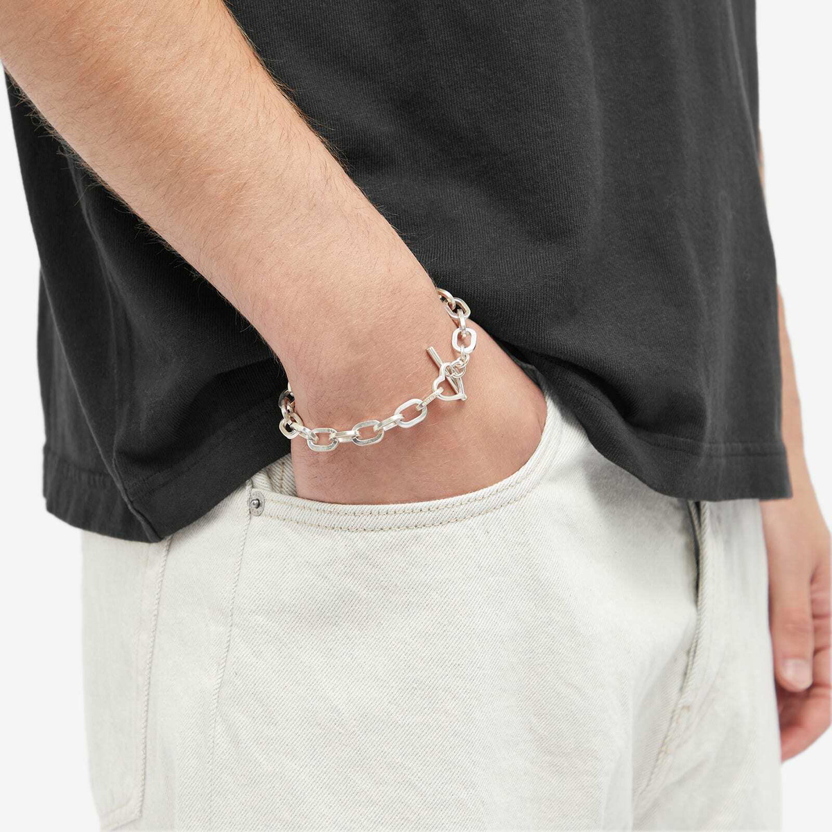 Serge DeNimes Men's Heart T-Bar Bracelet in Sterling Silver