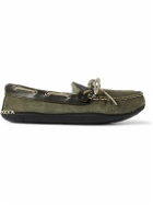 Quoddy - Fireside Shearling-Lined Leather-Trimmed Suede Slippers - Green
