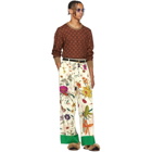 Gucci Ivory Shamrock Floral Print Trousers