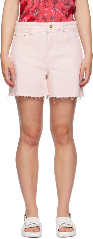 Photo: GANNI Pink Frayed Edge Denim Shorts