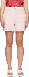 GANNI Pink Frayed Edge Denim Shorts