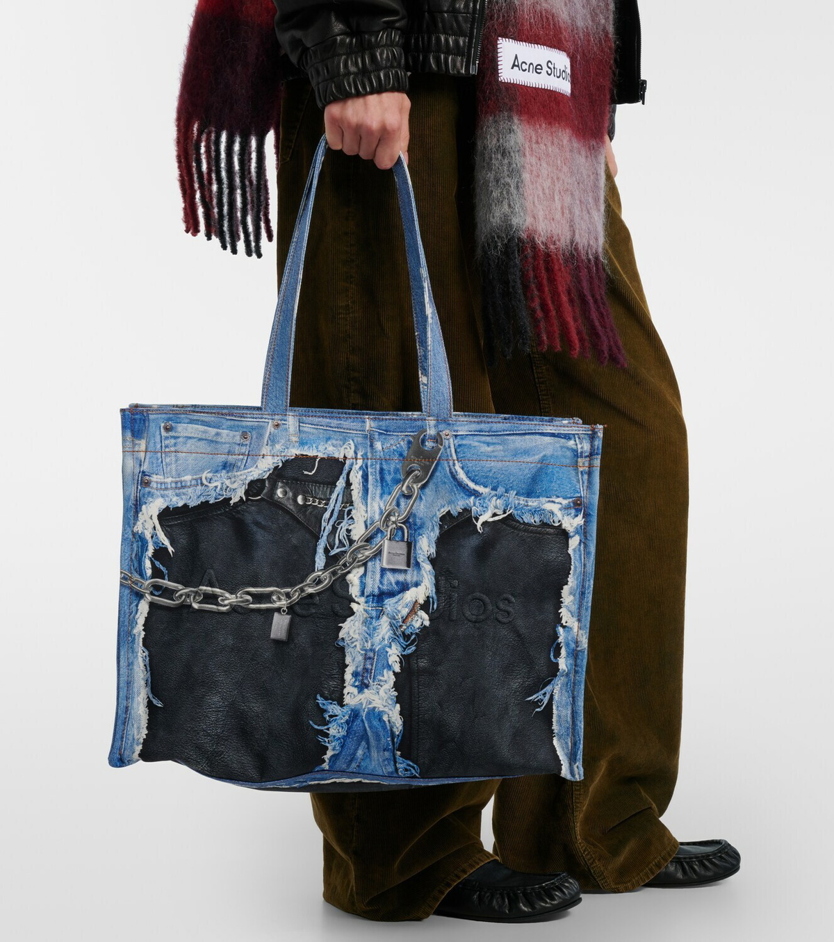 Acne Studios Trompe-l'oeil denim tote bag