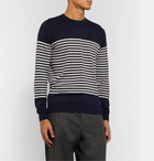 John Smedley - Striped Sea Island Cotton Sweater - Blue