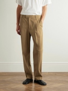 The Row - Belamy Straight-Leg Pleated Cotton and Cashmere-Blend GabardineTrousers - Neutrals