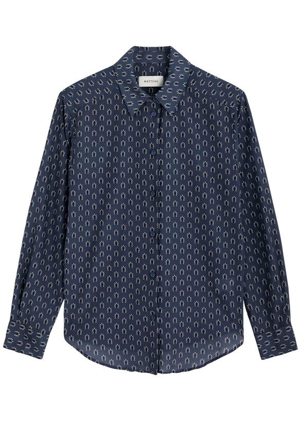 Photo: Matteau Classic Printed Cotton-blend Shirt Navy