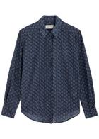 Matteau Classic Printed Cotton-blend Shirt Navy