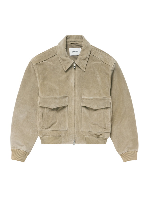 Photo: AGOLDE - Emil Suede Bomber Jacket - Brown