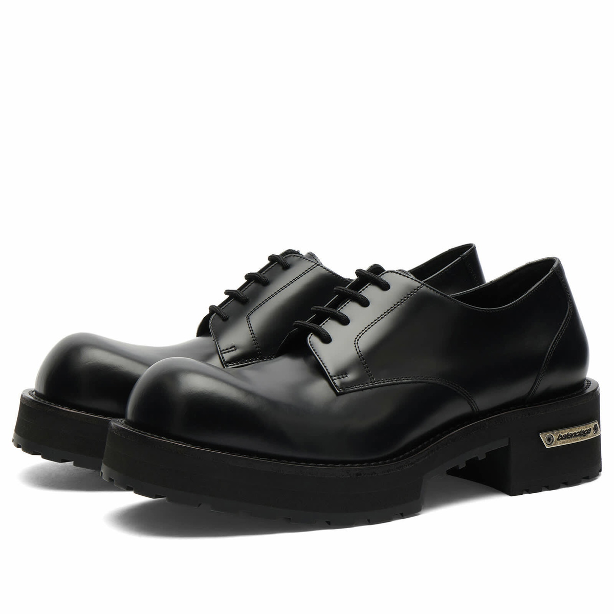 Balenciaga Men's Venom Derby Shoe in Black/Aged Silver