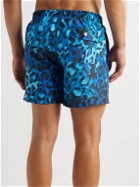 Bather - Straight-Leg Mid-Length Leopard-Print Swim Shorts - Blue
