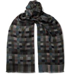 Missoni - Fringed Checked Virgin Wool Scarf - Gray
