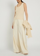 Emporio Armani Fringed Cotton-blend Crochet top Cream